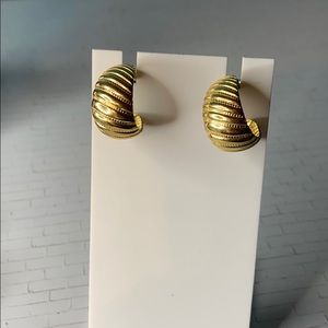 Vintage Chunky Half Hoop Post Earrings